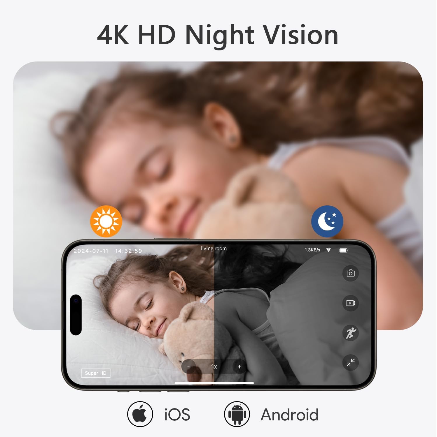 Hidden Camera, Nanny Cam Wireless with 8-Hour Battery Life, 4K Mini Security Camera WiFi/No-WiFi Use, 1-Year Free Cloud Storage