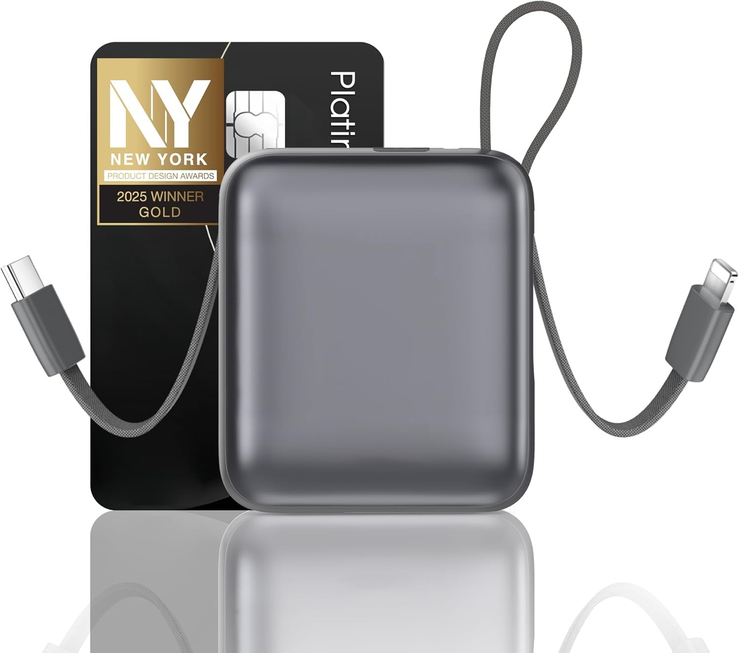 Small Portable Charger, 22.5W Fast Charging Mini Power Bank 10000mAh with Built-in Cables, Travel Essential USB-C Battery Pack Compatible with iPhone