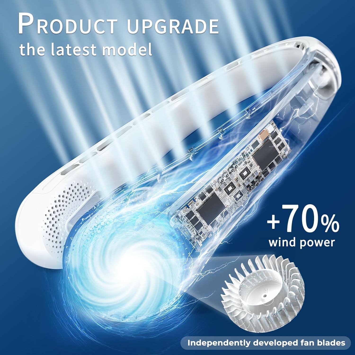 Neck Fan, Portable Personal Fan Strong Wind, 5200mAh, Air Volume,360° Cooling, No Hair Twisting