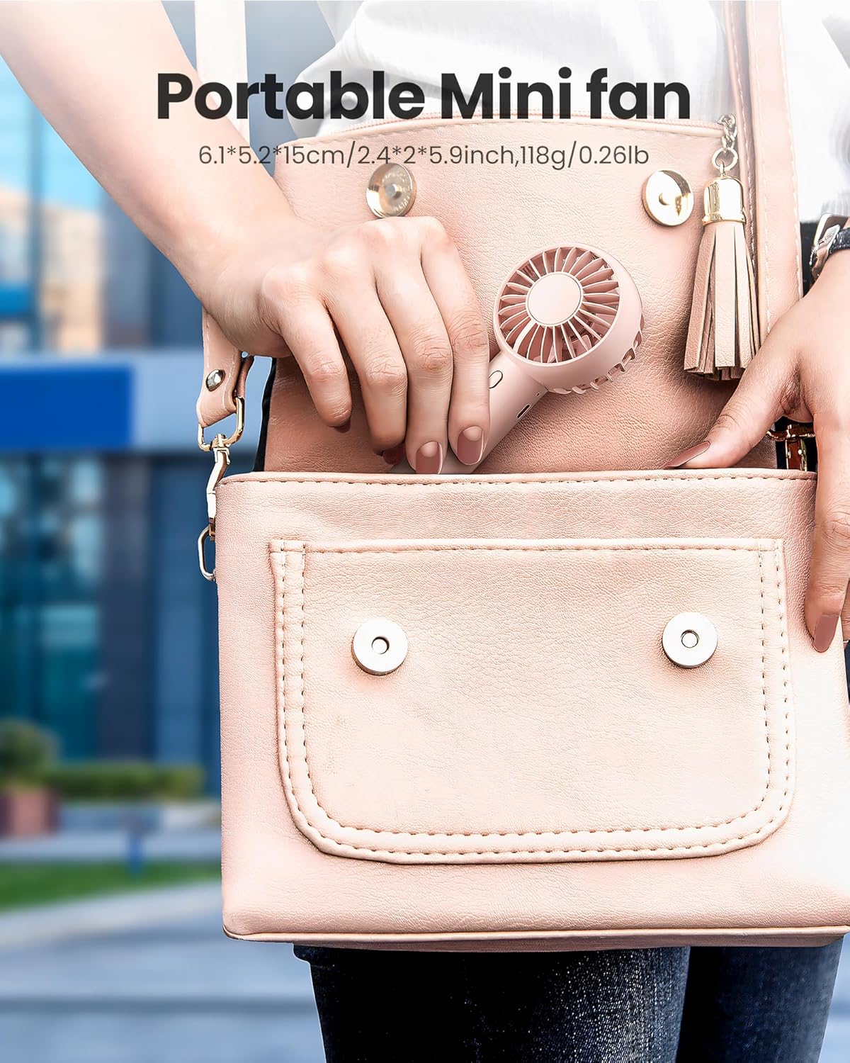 Mini Portable Fan, Small and Powerful, Cute Design 3 Speed Personal Handheld fan and Desktop with Base