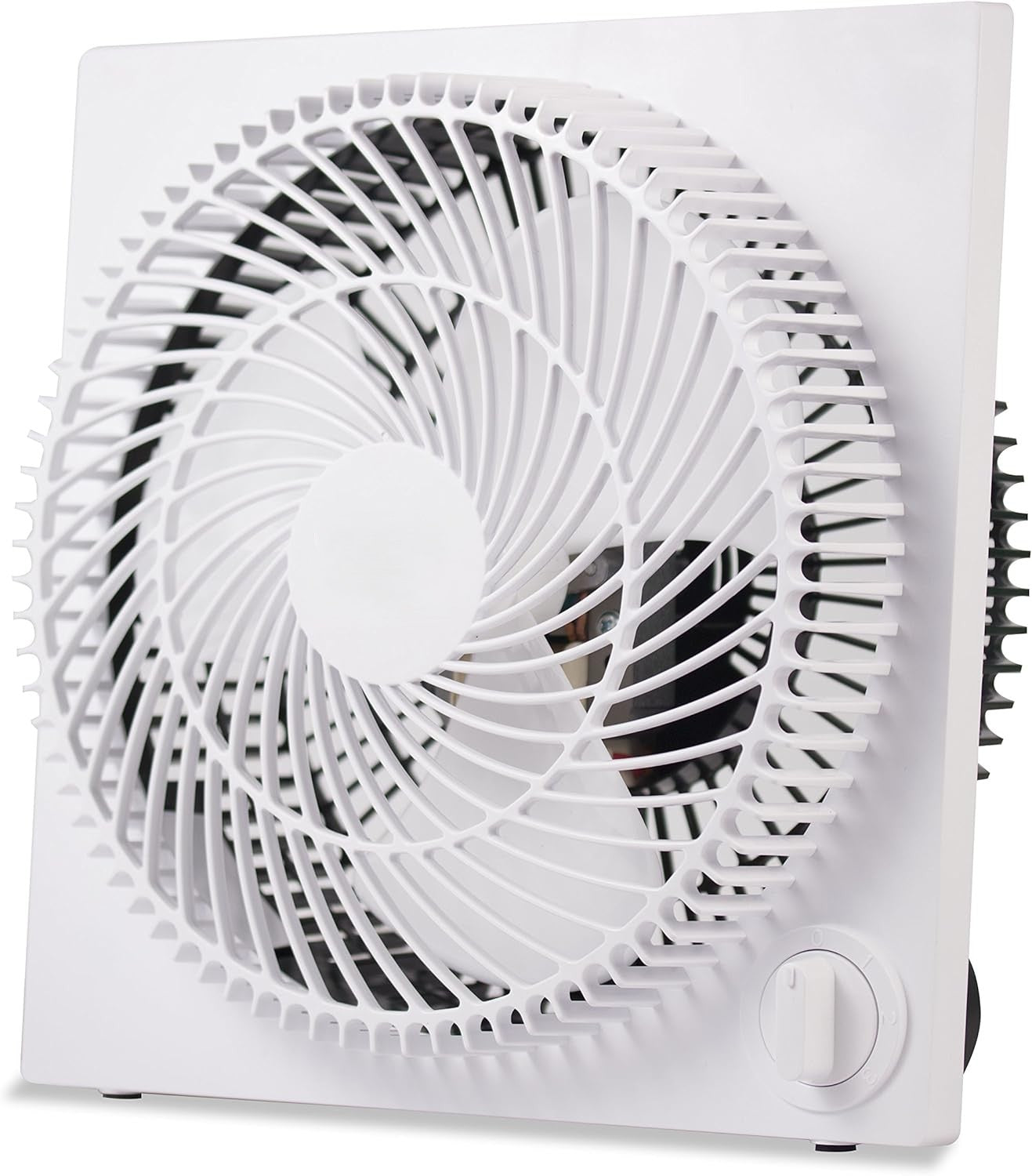 9-Inch Frameless Box Fan, Freestanding Desk Fan with 3-Speed Settings, Portable Fan for Home Office or Garage