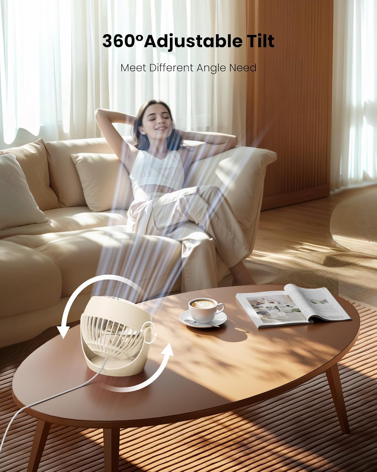5-Inch Portable Electric Table Desktop Air Circulator Fans, Small but Powerful with 3 Speed 360° Adjustable Tilt